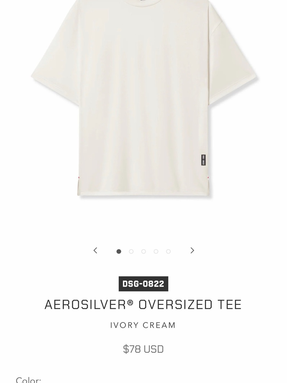 ASRV DSG-0822 AEROSILVER® OVERSIZED TEE
IVORY CREAM
